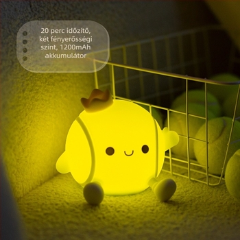 Teniszütő alakú éjjeli lámpa USB töltéssel, szilikon lámpabura, beépített akkumulátor, feszültség ≤ 36 V, FCC tanúsítvány