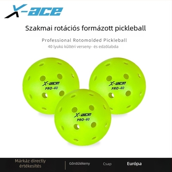X-ace Pickleball Labda – kültéri használatra, 40-nyílású, PE anyag, súly 26 g±2 g, professzionális versenylabda