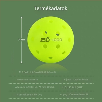 Lanwei professzionális verseny pickleball, 40 lyukú, forgóöntés, 275 g