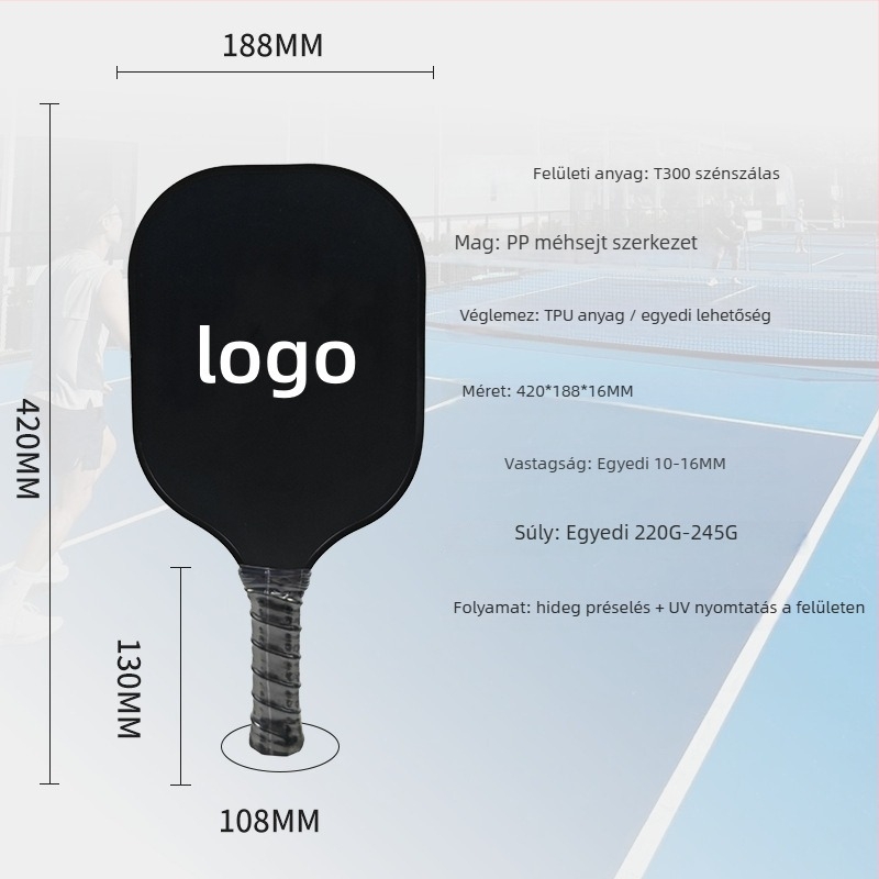 T300 szénszálas pickleball ütő PP honeycomb maggal, 230±5 g tömeg, Jiang Hui