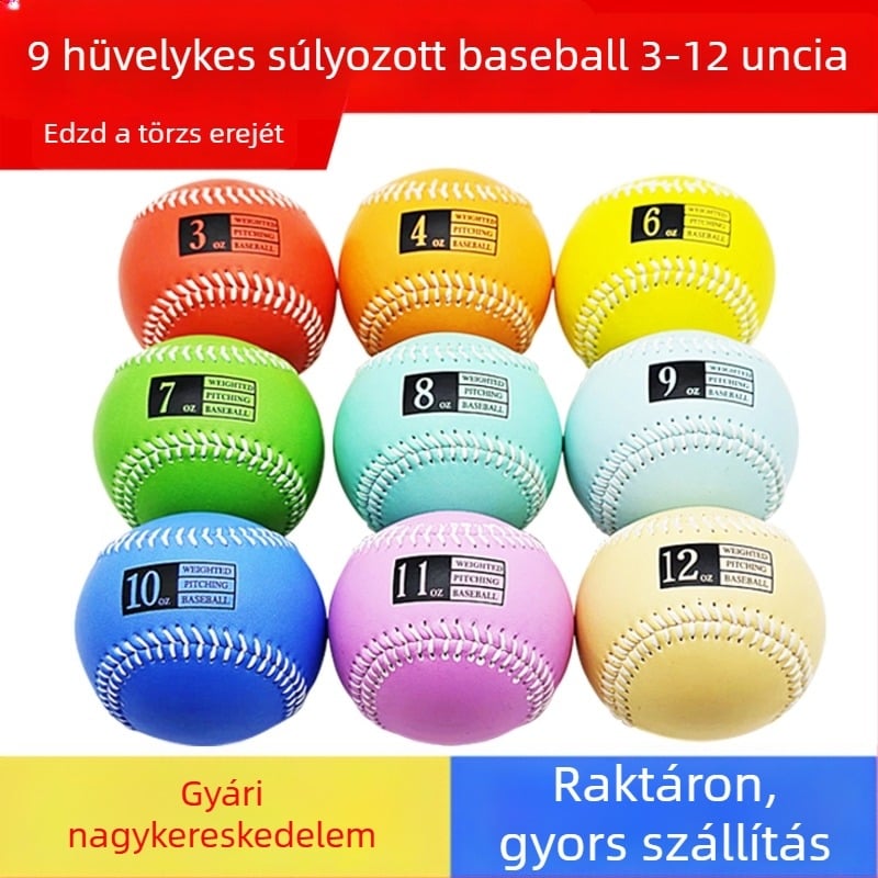 9 hüvelykes súlyozott baseball-edzőlabda, 3 oz–12 oz
