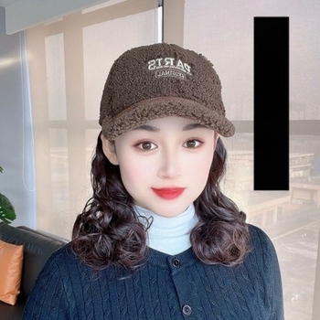 Egy darabos sapka-paróka őszi-téli, fleece béléses meleg baseball sapka magas hőmérsékletű szálakkal, női számára elegáns és sokoldalú