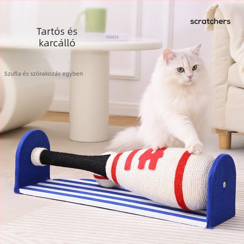 Baseball-stílusú macska karmoló oszlop forgatható kialakítással, tartós, szálképződés nélküli sisálból készült karmoló panel és sűrűség lemez, japán stílus