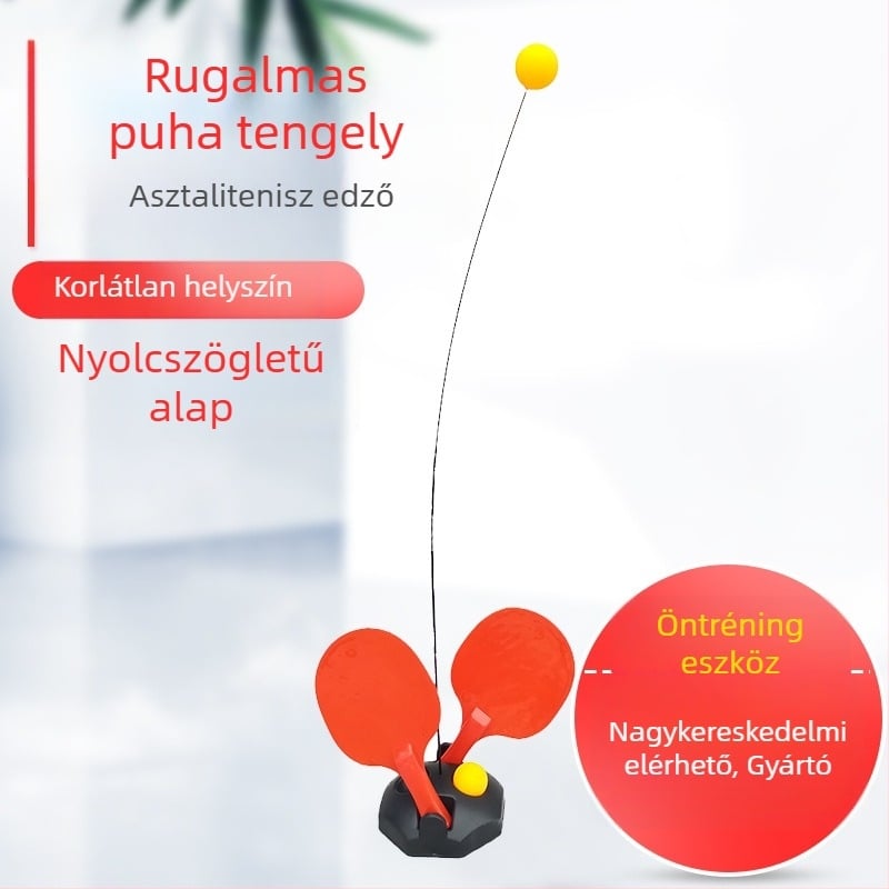 Beltéri asztalitenisz-edző — belső használatra, rugalmas tengely és szívócsésze, ABS test