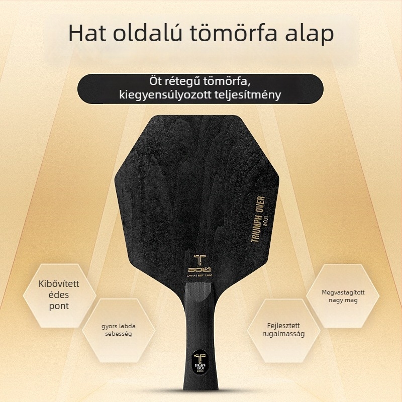Hexagonális asztalitenisz penge, öt rétegű szilárdfa (Basswood, Pine, Paulownia), oldalsó ütés, egyenes horizontális ütés, márka Boli
