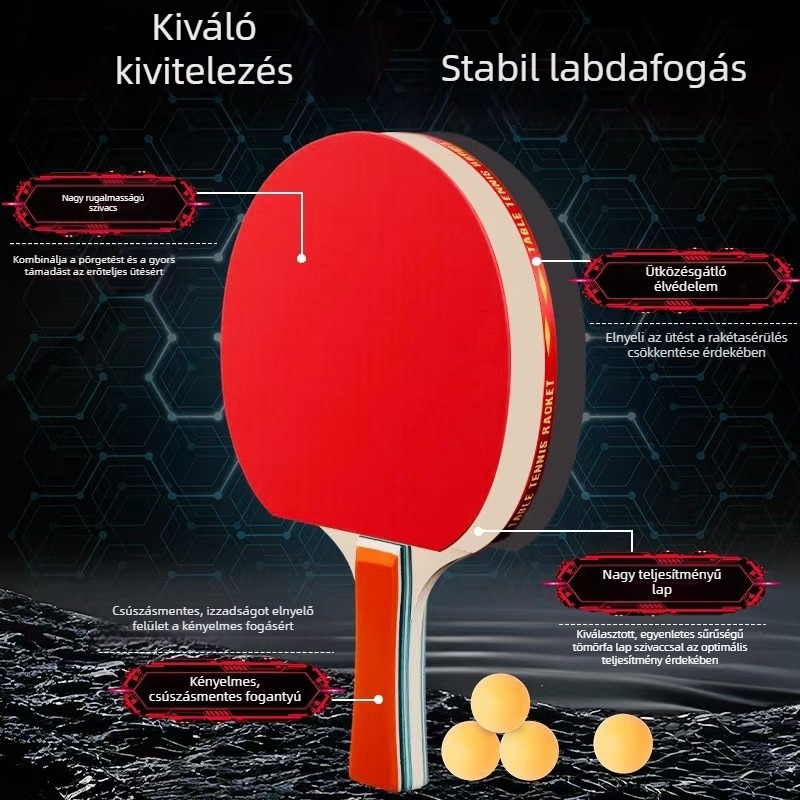 Vízszintes asztaliteniszütő kétoldalas gumival