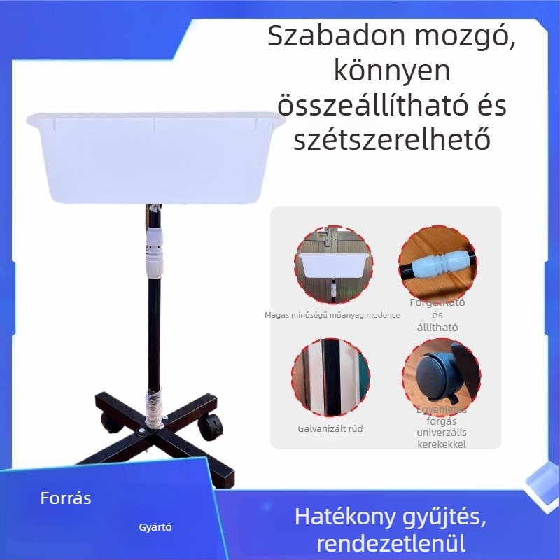 Asztalitenisz golyógyűjtő állvány - mozgatható PVC kosár, több golyóhoz, otthoni edzéshez