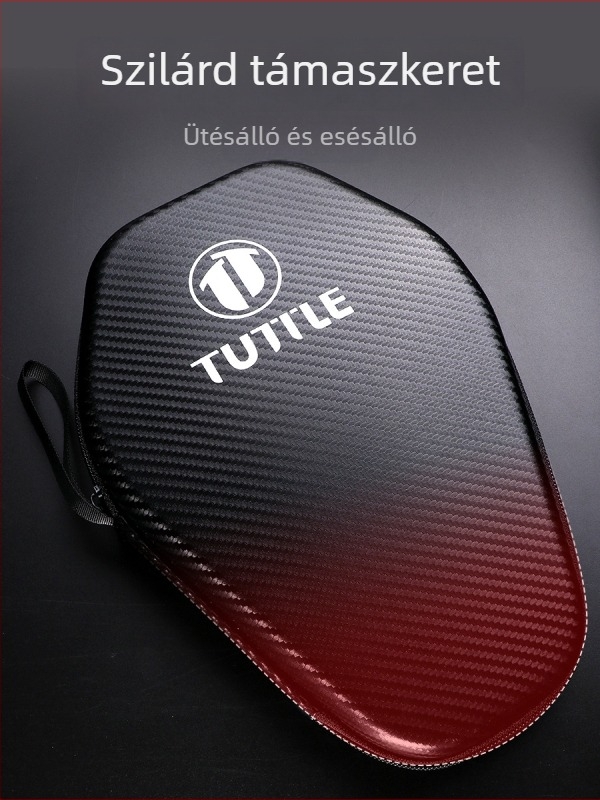 Asztalitenisz ütőtok kemény hatszög alakú formával, szénszálas textúra, vízálló, nagy kapacitású, hordozható