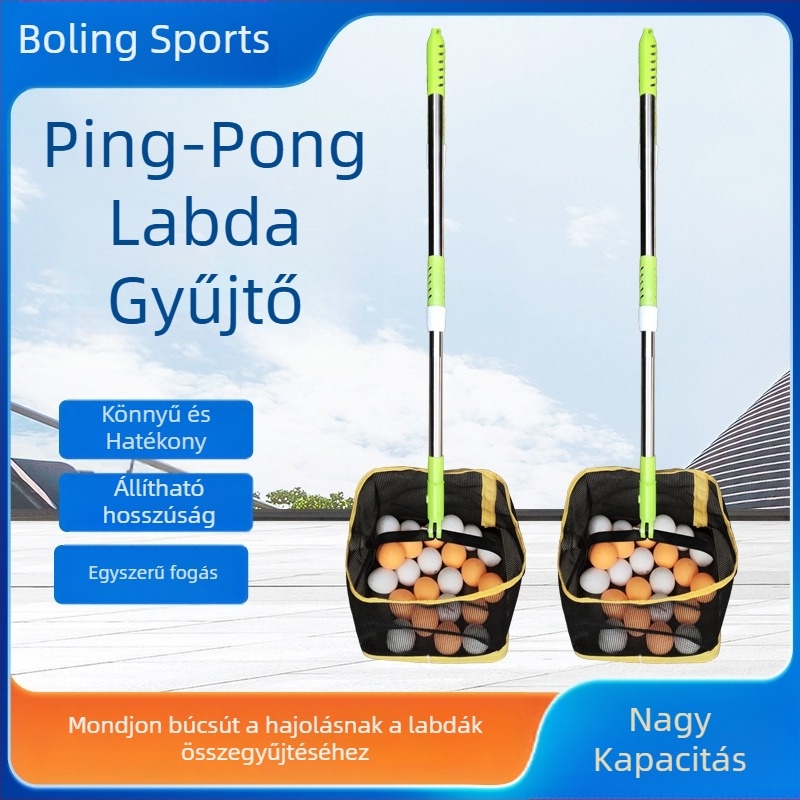 Asztalitenisz labdagyűjtő lehúzható hálóval, többirányú üzemmód, kényelmes labdagyűjtés, öntöttvas kivitel