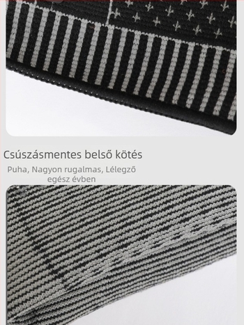 Térdvédő - kötött, hosszított kompressziós védelem kerékpározáshoz, futáshoz, futballhoz és kosárlabdához; anyagok: nejlon, nejlon spandex, latex fonal