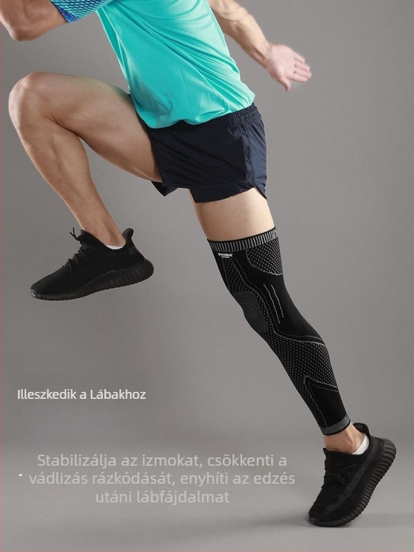 Térdvédő - kötött, hosszított kompressziós védelem kerékpározáshoz, futáshoz, futballhoz és kosárlabdához; anyagok: nejlon, nejlon spandex, latex fonal