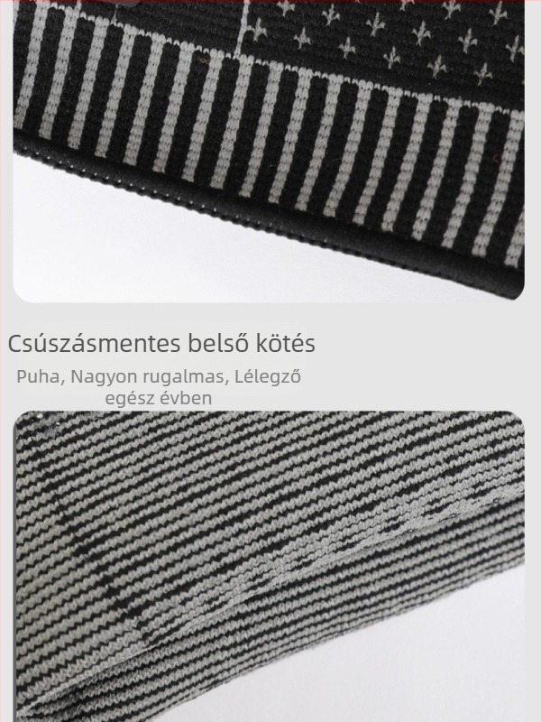 Térdvédő - kötött, hosszított kompressziós védelem kerékpározáshoz, futáshoz, futballhoz és kosárlabdához; anyagok: nejlon, nejlon spandex, latex fonal