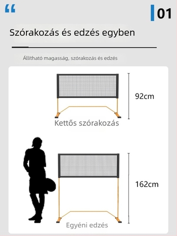 Pickleball edzés háló 2-in-1 kültéri és beltéri használatra; anyagok: vascsövek/poliészter/oxford vászon; Márka: Devils