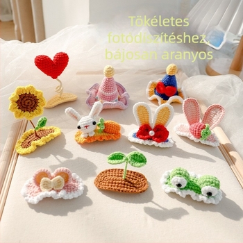 Állatoknak készült hajcsat kötött 3D nyuszifüllel — kutyák és macskák számára, gyapjú anyag, rajzfilm stílus, BB klipsz; Márka: Little one is favored