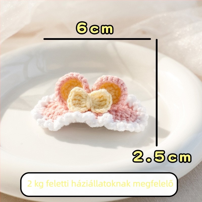Állatoknak készült hajcsat kötött 3D nyuszifüllel — kutyák és macskák számára, gyapjú anyag, rajzfilm stílus, BB klipsz; Márka: Little one is favored