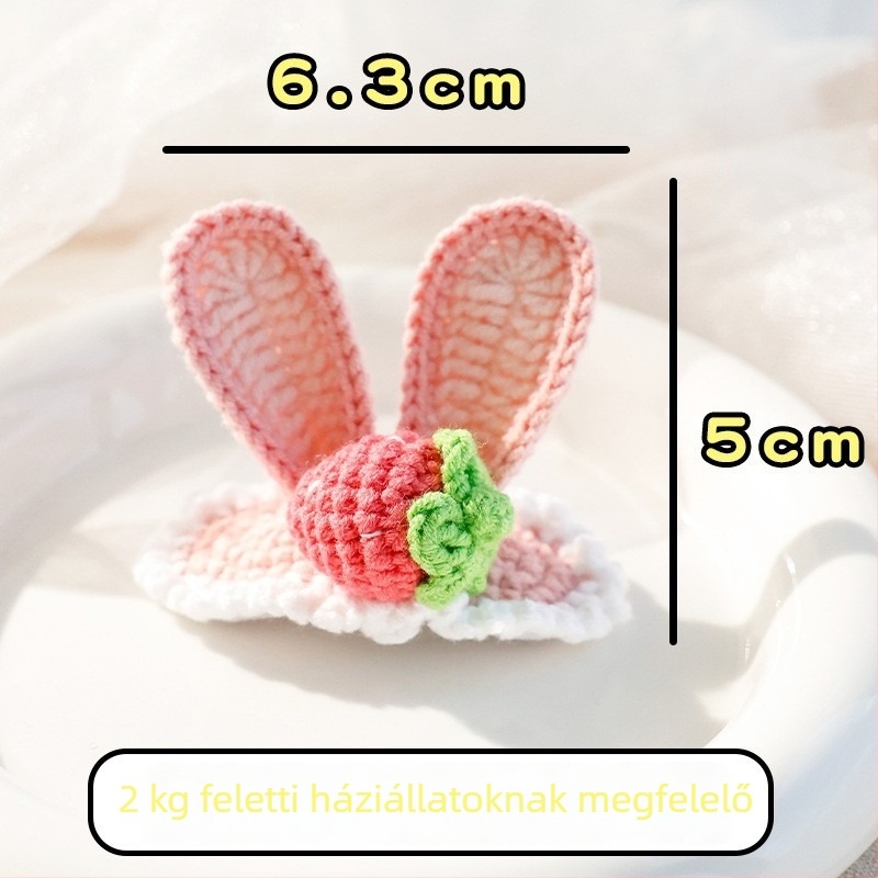 Állatoknak készült hajcsat kötött 3D nyuszifüllel — kutyák és macskák számára, gyapjú anyag, rajzfilm stílus, BB klipsz; Márka: Little one is favored