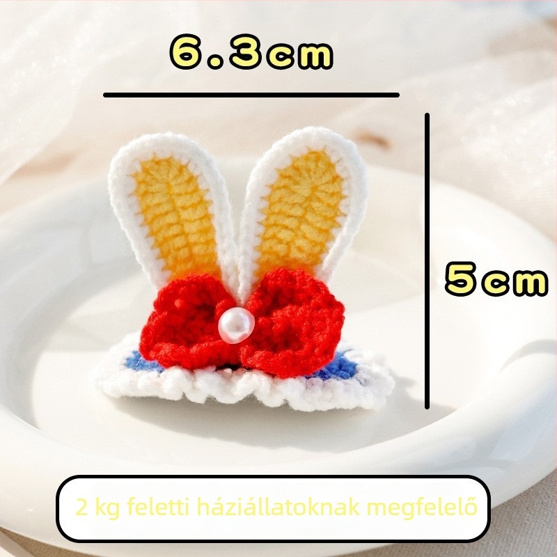 Állatoknak készült hajcsat kötött 3D nyuszifüllel — kutyák és macskák számára, gyapjú anyag, rajzfilm stílus, BB klipsz; Márka: Little one is favored