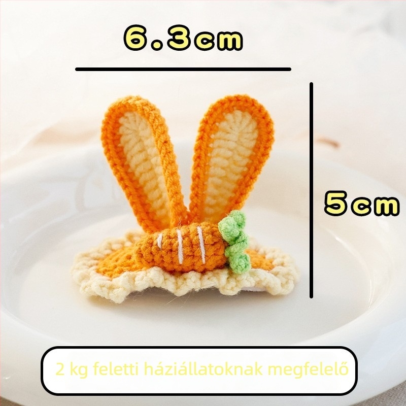 Állatoknak készült hajcsat kötött 3D nyuszifüllel — kutyák és macskák számára, gyapjú anyag, rajzfilm stílus, BB klipsz; Márka: Little one is favored