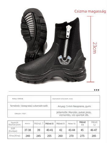 Yon Sub 5 mm neopren búvár cipő, magas, vastag, csúszásmentes a snorkelzéshez és folyótrekkinghez, uniszex vízmentő csizma