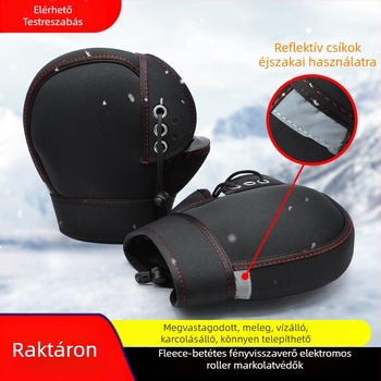 Téli kerékpáros kesztyű neopren/merülési anyagból és polár fleece béléssel, szélálló, bélelt fleece, vastag