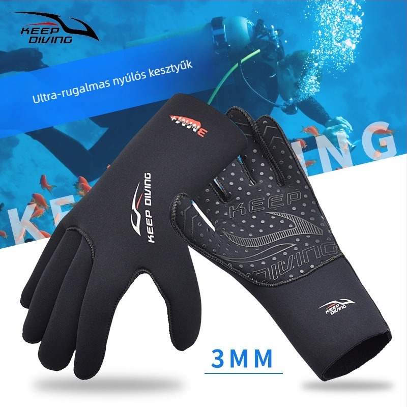 3mm-es neopren búvárkesztyű, csúszásmentes, karcolásálló, hidegálló, uniszex, snorkelzéshez, szörfözéshez és mentéshez
