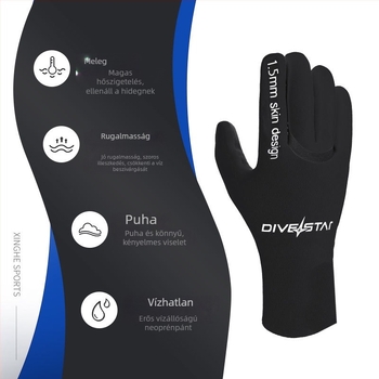 DIVESTAR 1.5 mm nylon kesztyű úszáshoz, snorkelhez és szörfözéshez