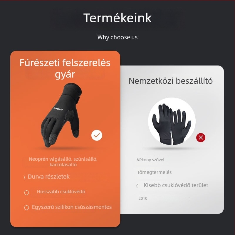 Kevlar búvárkesztyűk, 5 mm, csúszásmentes, kopásálló, meleg, vágásálló