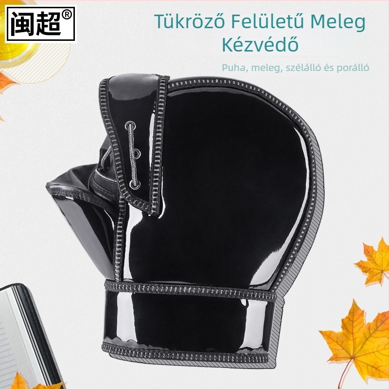 Téli motorkerékpáros kormánykesztyűk férfiaknak és nőknek, szélálló, vízálló, fleece-béléses, vastag pamut párnázással