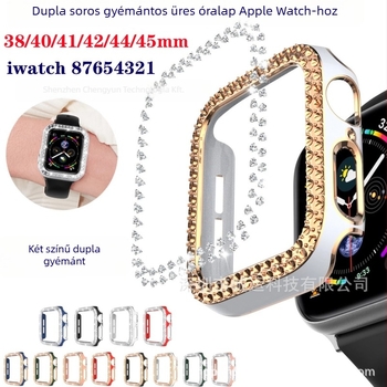 Apple Watch védőtok PC-ből, elektroplatinált két színű gyémántokkal, dupla soros kivágás (Brand: Neutral; Anyag: PC; Licencelt magán címke: No)