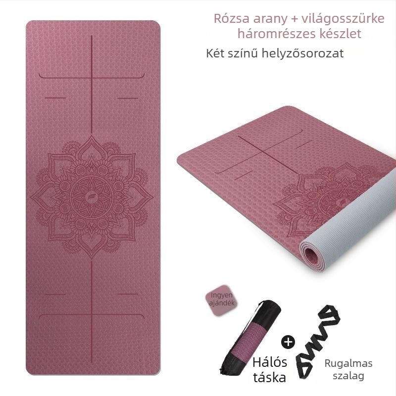Jógaszőnyeg - Kétoldalas csúszásmentes, extrán széles, extrán vastag (6 mm, TPE)