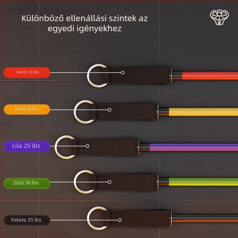 Rugalmas ellenállás szalag húzókészlet – 11 darab, TPR anyag, felnőtteknek, otthoni edzés