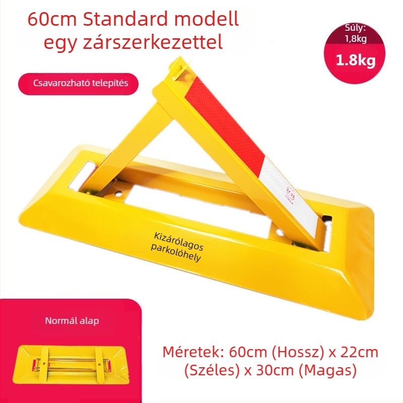 Parkolási padlózár Type A – megerősített ütközésvédelmi kialakítás, hidegen hengerelt acéllemez, acél zárgolyó, parkológarázsokhoz, Keding Shield