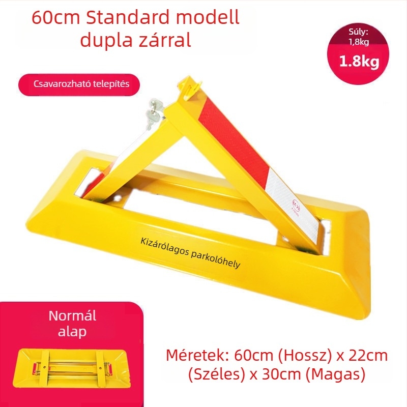 Parkolási padlózár Type A – megerősített ütközésvédelmi kialakítás, hidegen hengerelt acéllemez, acél zárgolyó, parkológarázsokhoz, Keding Shield