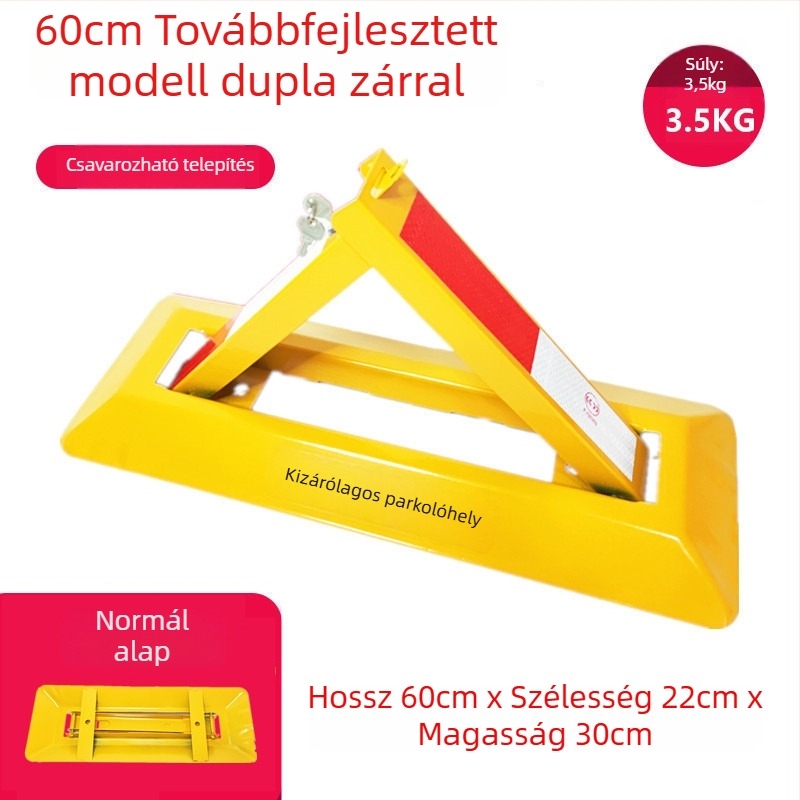 Parkolási padlózár Type A – megerősített ütközésvédelmi kialakítás, hidegen hengerelt acéllemez, acél zárgolyó, parkológarázsokhoz, Keding Shield