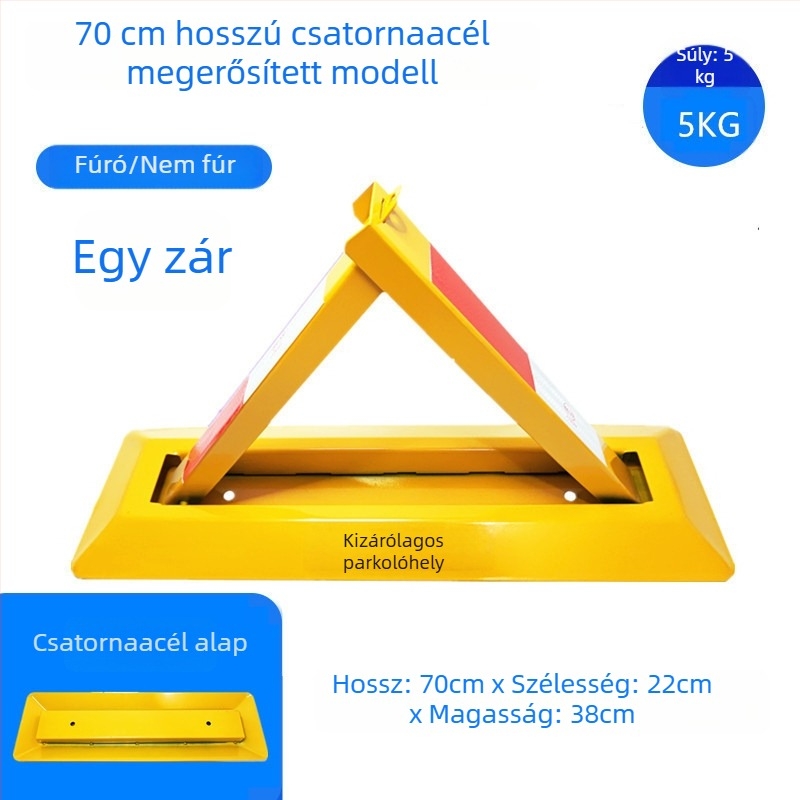 Parkolási padlózár Type A – megerősített ütközésvédelmi kialakítás, hidegen hengerelt acéllemez, acél zárgolyó, parkológarázsokhoz, Keding Shield