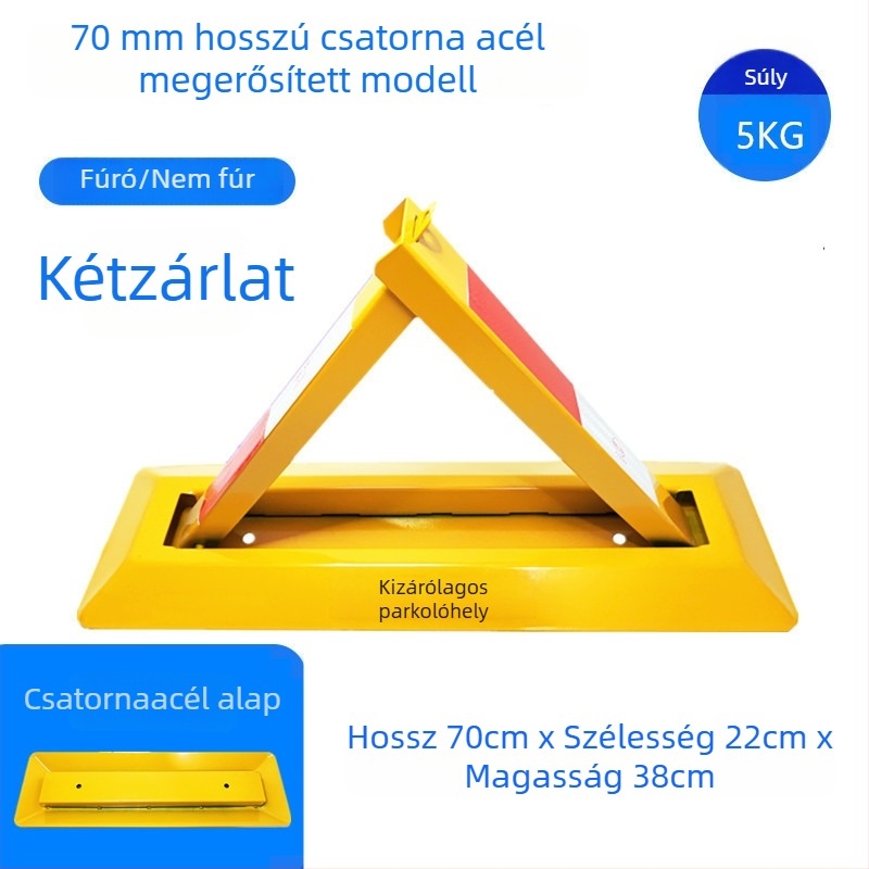 Parkolási padlózár Type A – megerősített ütközésvédelmi kialakítás, hidegen hengerelt acéllemez, acél zárgolyó, parkológarázsokhoz, Keding Shield