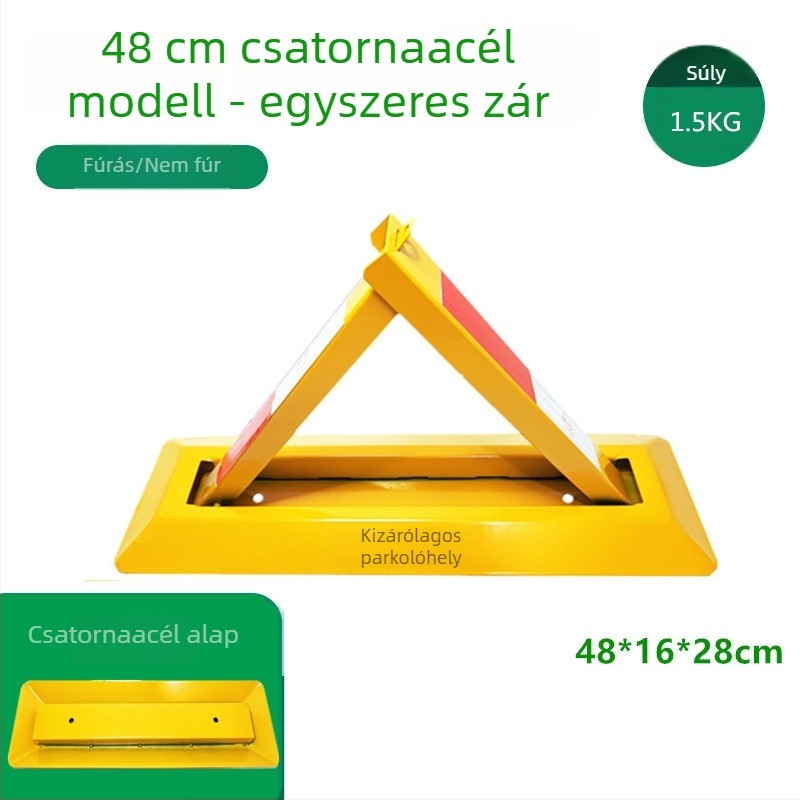 Parkolási padlózár Type A – megerősített ütközésvédelmi kialakítás, hidegen hengerelt acéllemez, acél zárgolyó, parkológarázsokhoz, Keding Shield