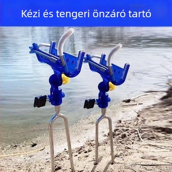 Önzáró horgászbot tartó földbe ültethető állvánnyal