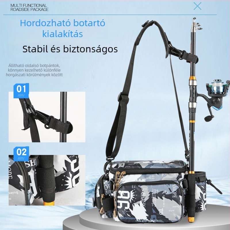Multifunkcionális övtáska csalihorgokhoz és horgászfelszereléshez, keresztpánttal, nagy kapacitású, vízálló