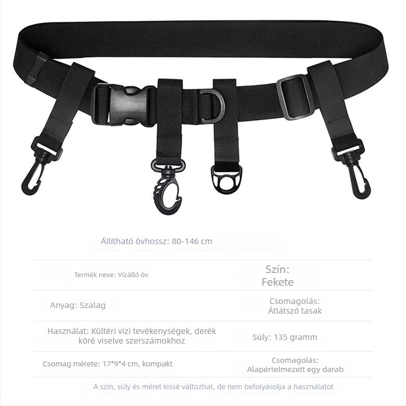 Állítható horgász öv a vízben való átkeléshez, webbing anyag, 4 zseb, Easy Buckle
