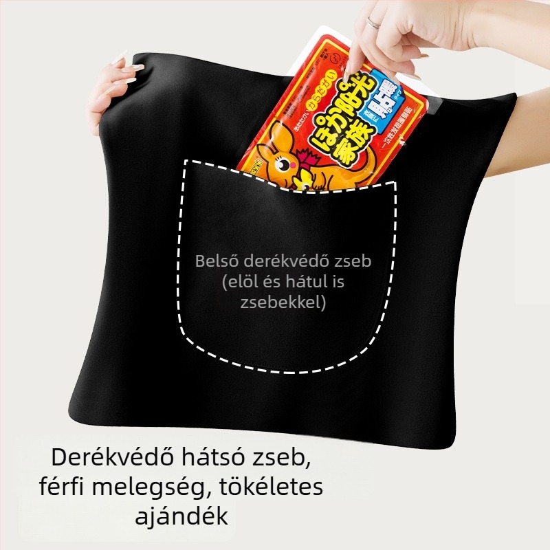 Férfi thermál mellény dupla zsebbel, velúr béléssel, meleg alapréteg, kerek nyakú, kétszeres réteg