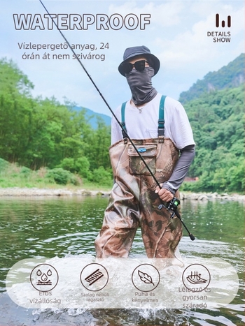 Egyrészes vízálló horgászköpeny PVC kötött anyagból, 80 mm, 1 zseb, Su Yu márka