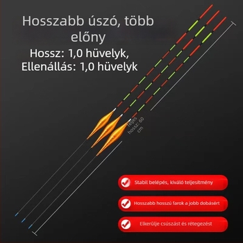 Horgász úszó – függőleges sodrás, gyöngyös úszó, hosszított dizájn, kompozit anyag