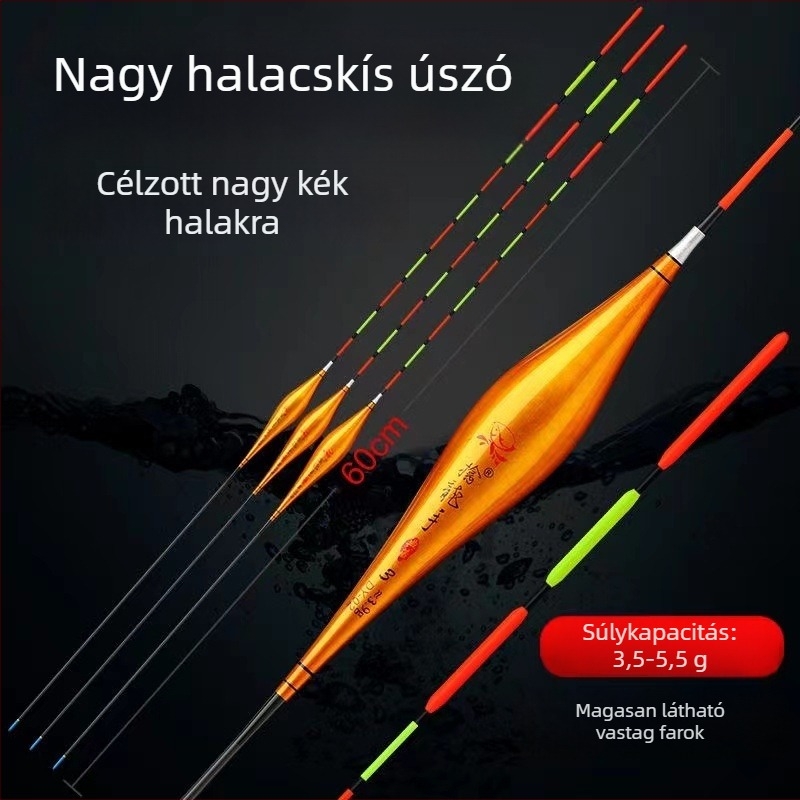 Horgász úszó – függőleges sodrás, gyöngyös úszó, hosszított dizájn, kompozit anyag