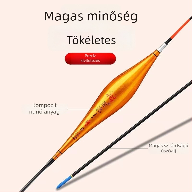 Horgász úszó – függőleges sodrás, gyöngyös úszó, hosszított dizájn, kompozit anyag