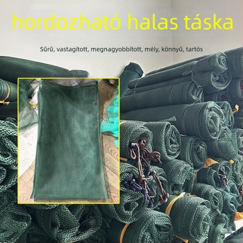 Horgászvédő háló táska, összecsukható, vastag háló, finom háló, húzózsinórral