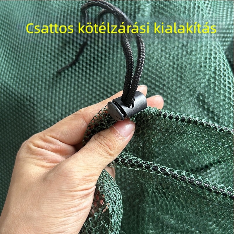 Horgászvédő háló táska, összecsukható, vastag háló, finom háló, húzózsinórral