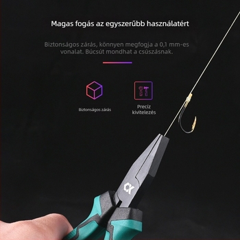 Multifunkcionális horgászati fogó lapos végű, kampó kötő eszköz, zsinór rögzítő fogó, króm-vanádium acél