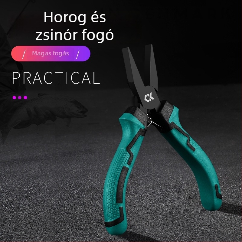 Multifunkcionális horgászati fogó lapos végű, kampó kötő eszköz, zsinór rögzítő fogó, króm-vanádium acél