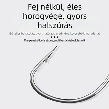 Crank horog széles hasú – magas széntartalmú acélból, bass és tengeri horgászathoz – négyszeres megerősítés
